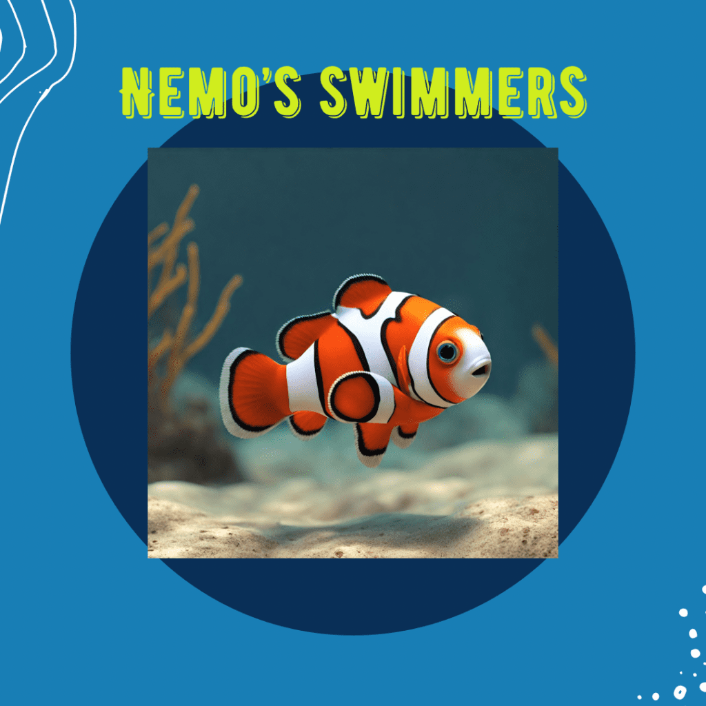 A picture of nemo swimming in the water.